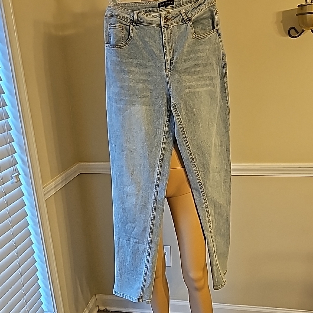 Women's Light Blue Straight Leg Butterfly Jeans